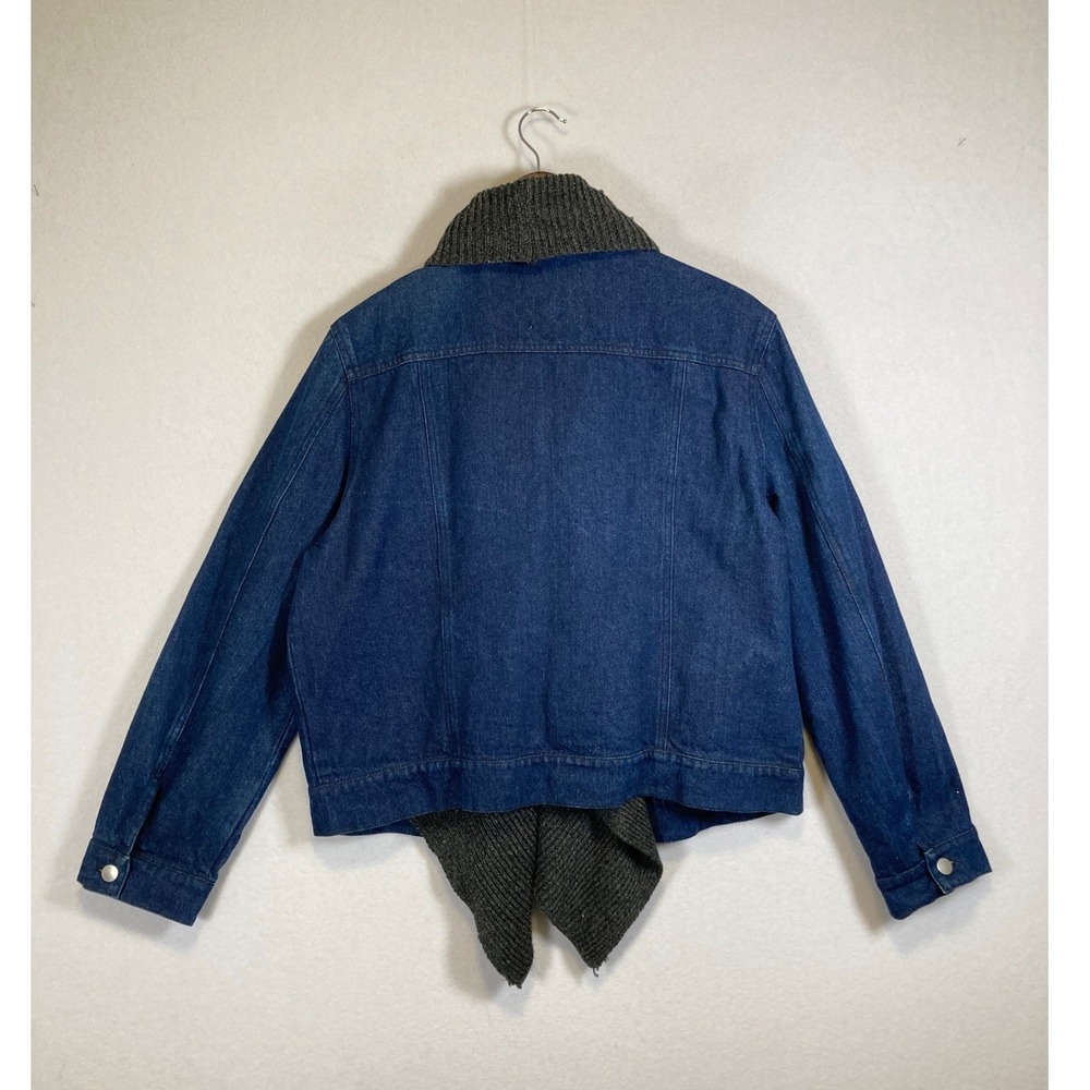 Layered Aesthetic Bagatelle Women XL Blue Denim Knit‎ Trim Snap Button Jacket - Picture 2 of 12